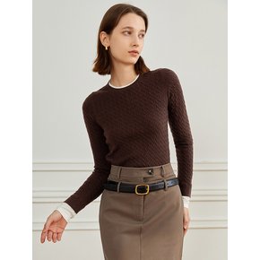 YY_Cable pullover knitted top_BROWN