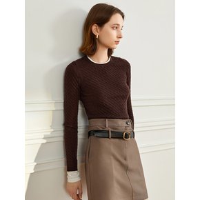 YY_Cable pullover knitted top_BROWN