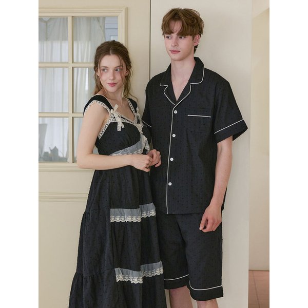 커플 조젯 코튼 브라캡 민소매 원피스 잠옷