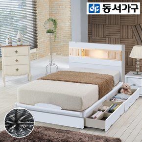 [로그인 쿠폰 10%] 세렌 LED 편백 수납 SS침대+본넬매트리스 DF909522