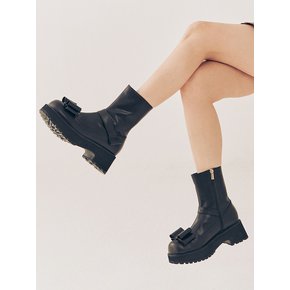 Bizu Ribbon Ankle Boots - Pale Black