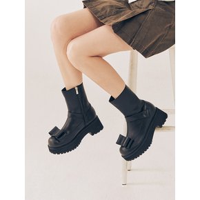 Bizu Ribbon Ankle Boots - Pale Black