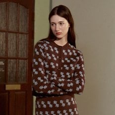 Jacquard Logo Pattern Cardigan in Brown VK2WD371-93