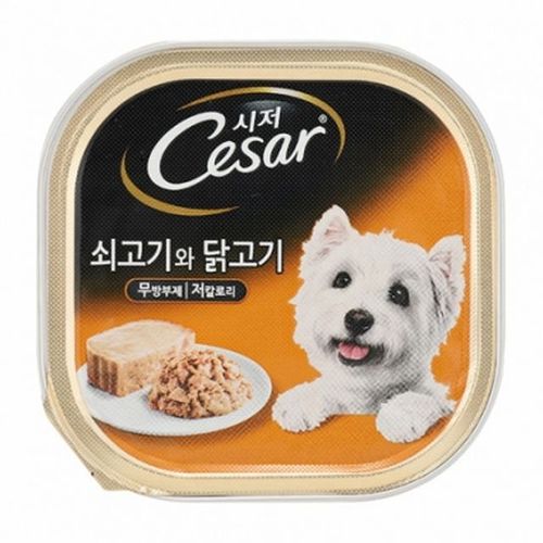 강아지 시저 소고기 닭고기캔 애견 습식 사료 100g 1P X ( 2매입 )