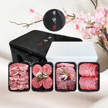 SSG정담 명품 횡성한우 갈비혼합세트 1호(3,080g/찜갈비700gx2, 불고기280gx2, 국거리280gx2, 산적280gx2)[아이스박스/정담보냉가방]