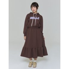 BELLE HOODED LONG DRESS - BROWN