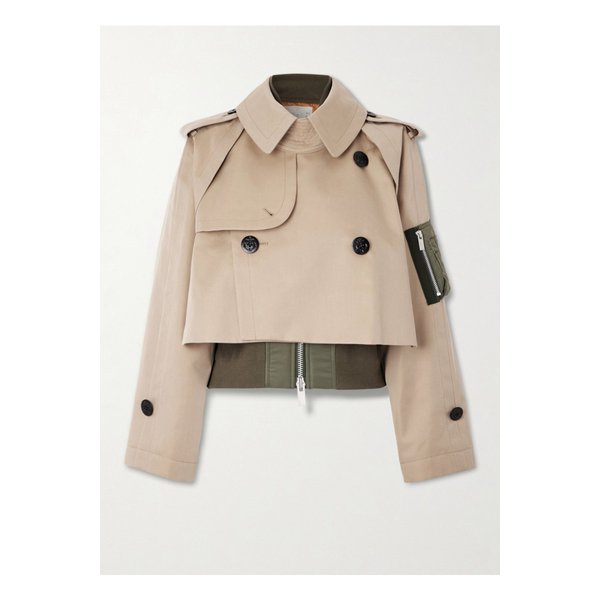 레이어드 셸 트리밍 코튼 혼방 개버딘 니트 재킷 브라운 1647597346684677