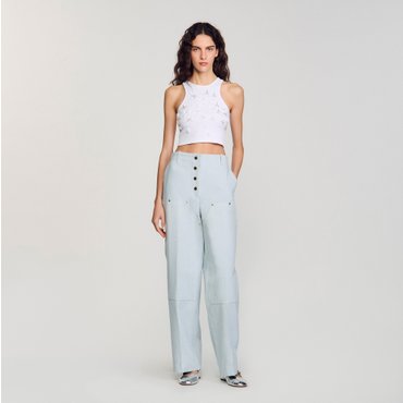 산드로 [25SS 시즌오프 30%] 비즈 플라워 라인스톤 탱크탑 SF25S3FRR2090