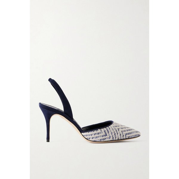캐롤라인 70 라피아 슬링백 펌프스 네이비 46376663162966280