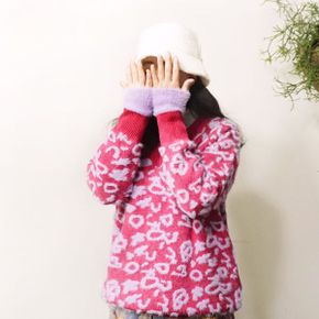 도톰 몽글몽글퍼 레오파드 브이넥니트n106_P317782393