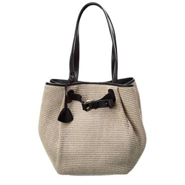 이스퀘어 5027698 Bruno Magli Tessa Straw  Leather Tote