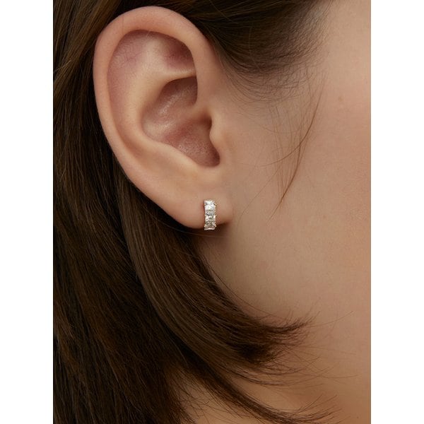 실버 925 트리플 스퀘어 스톤 원터치 귀걸이 LSE87