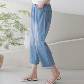 썸머 8부 데님 배기바지 항아리핏 청바지 미시 40 50대여성의류