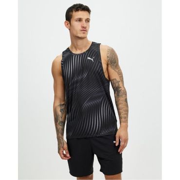 이스퀘어 5021469 Puma Run Favorite AOP Singlet - Black  Q3 Print