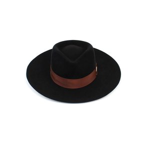 V BR Line Black Wool Fedora 울페도라