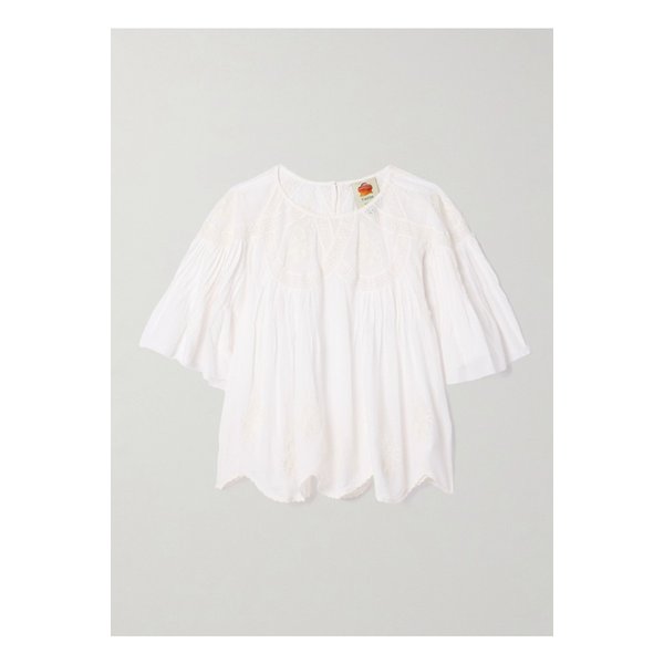 팜리오 크로셰 트리밍 자수 코튼 보일 블라우스 오프 화이트 1647597355608093