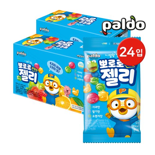 팔도 뽀로로 과일맛 젤리 53g 24입(12입x2개) / 어린이간식