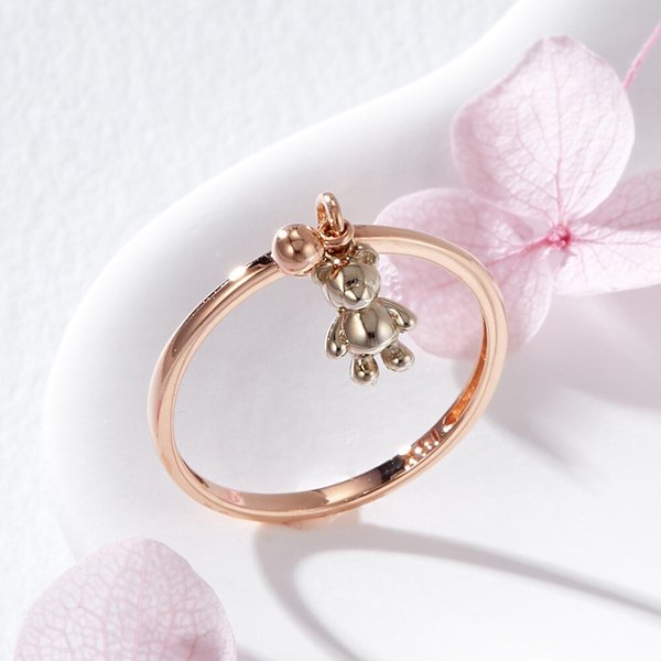 [비앤비골드] 14K 큐티 미니 베어볼 딸랑이 반지 SRS42169