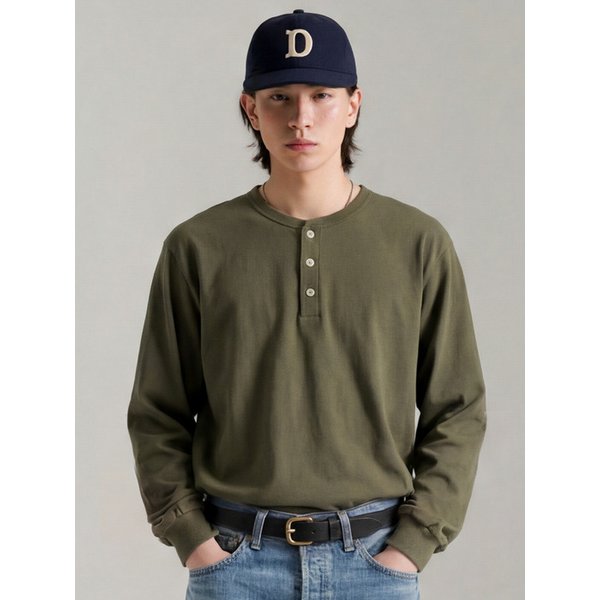 스테이블 헨리넥 긴팔티 카키 SJLT4748