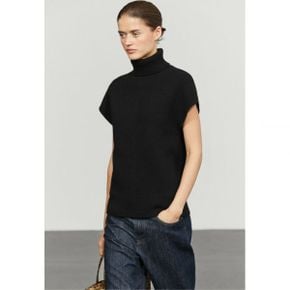 Massimo Dutti 마시모 두띠 니트 점퍼 사이드 슬릿이 있는 기본 티셔츠 검정 8069969