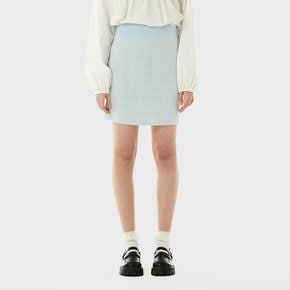 (SK-21146) SET-UP CHECK JACQUARD KNIT SKIRT LIGHT BLUE