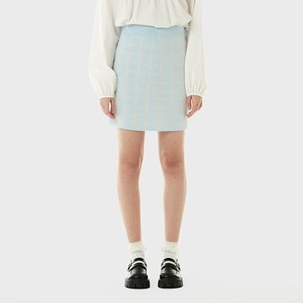 로라로라 (SK-21146) SET-UP CHECK JACQUARD KNIT SKIRT LIGHT BLUE