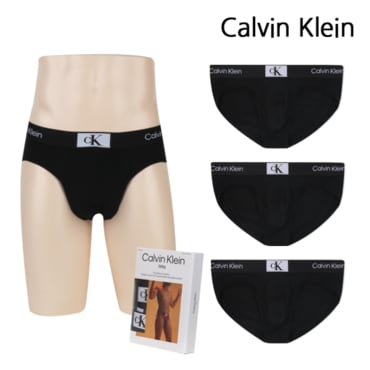 Calvin Klein CK 언더웨어 남자 삼각 팬티 3개세트 힙 브리프 블랙 NB3527-UB1