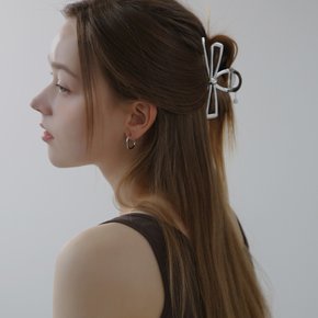 스퀘어 메탈 리본 헤어 클립 집게핀
