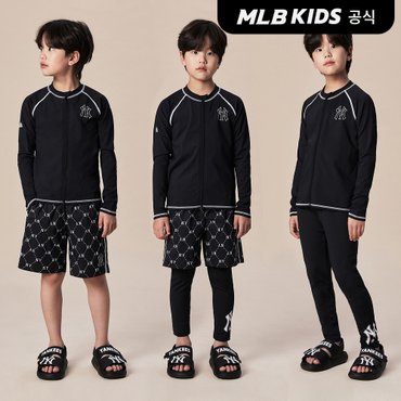 MLB키즈 (공식)24SS 다이아 모노그램 남아 프리미엄 래쉬가드 세트 7ASWM0243-50BKS