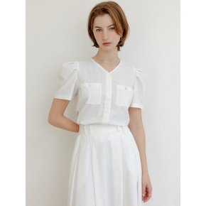 줄리아 퍼프 슬리브 블라우스_화이트 / JULIA PUFF SLEEVE BLOUSE_WHITE