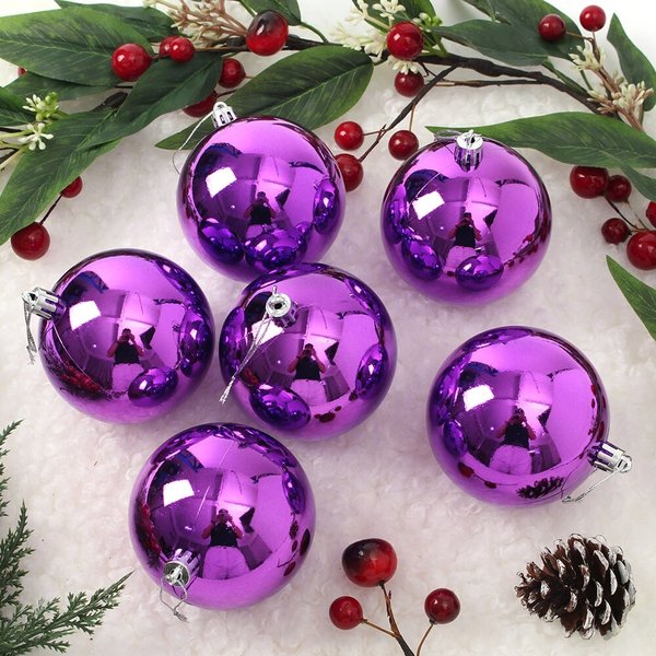 퍼플 유광볼 6p세트(8cm) 트리 장식구슬