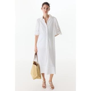 H&M MAMA 코튼 셔츠 드레스 화이트 1277316002
