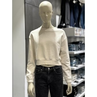 Calvin Klein Jeans [여주점] 캘빈클라인 CKJ 여성 스몰 로고 크롭 기모 맨투맨 티셔츠 (J222233-ACF)