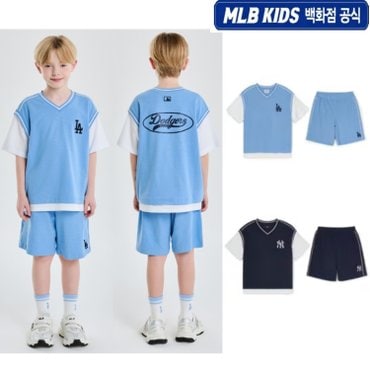 MLB키즈 [백화점 공식](단독) 25SS 바시티 베스트 반팔 세트 (2color) 7AS1V0353