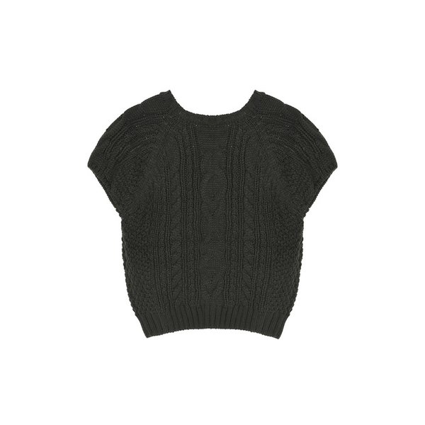HERITAGE BOLD CABLE HALF KNIT_CHARCOAL