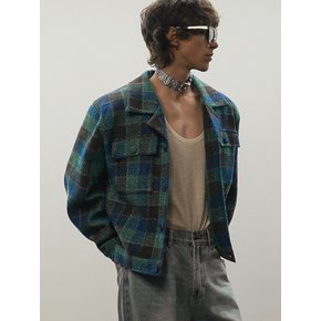 Flap-Pocket Check Tweed Jacket[Blue(MAN)]_UTO-FB09