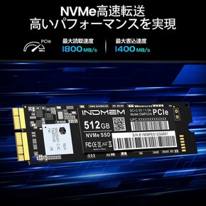 INDMEM 512GB NVMe PCIe SSD Mac MacBook Pro Retina Late 2013-Mid 2015 MacBook Air Mid 내장