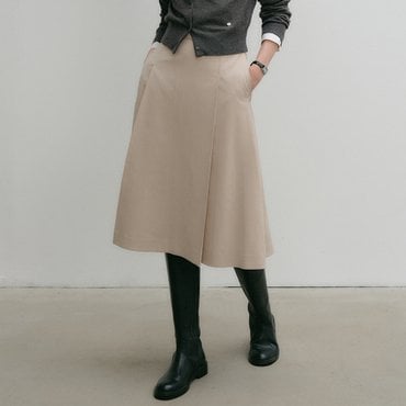 룩캐스트 린다 미디 턱 플레어 울 스커트 / LINDA MIDI TUCK FLARE WOOL SKIRT_3colors