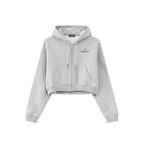 SP BLOCK CROP HOOD ZIP UP MELANGE-GREY