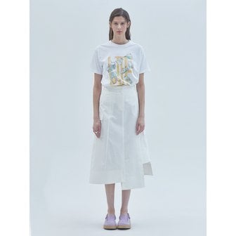 라이 언발란스 카고 미디 스커트 화이트