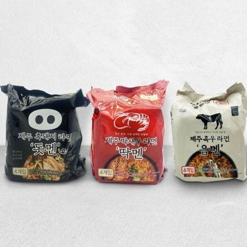 [에뚜알레브] 제주 봉지라면 4종 딱멘 돗멘 음멘 1봉4개입(1)