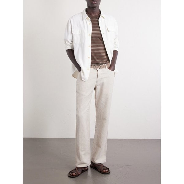 미스터 피 에드워드 스트레이트 린넨 코튼 블렌드 팬츠 46376663163004327