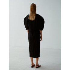 Cotton seersucker pencil Skirt _black