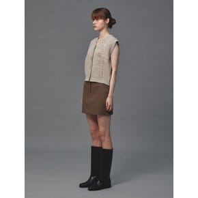 WOOL DOUBLE MINI SKIRT (ASH BROWN)