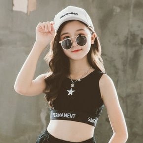 여아용 원스타 밴딩 크롭 티셔츠 댄스