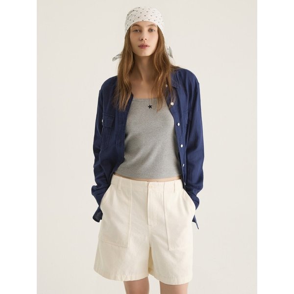 COTTON FATIGUE SHORTS - WHITE