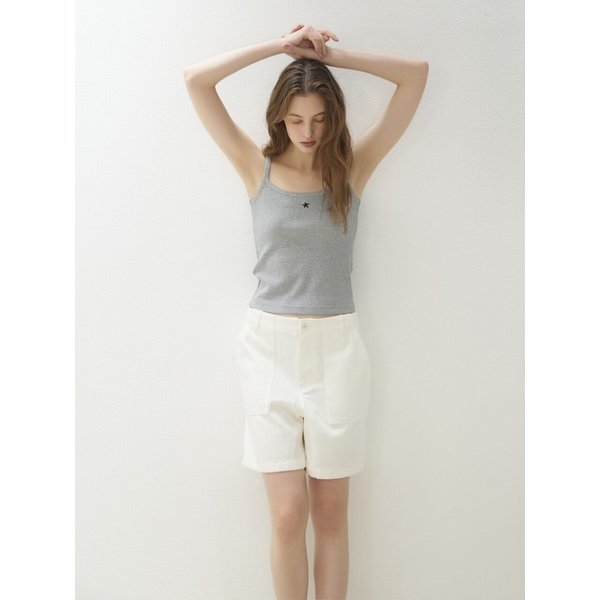 COTTON FATIGUE SHORTS - WHITE