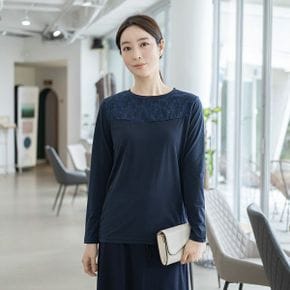 엄마옷 레이스 라운드 긴팔 티셔츠 MQG129004 마담 미시 중년여성 빅사이즈 할.._P436617249