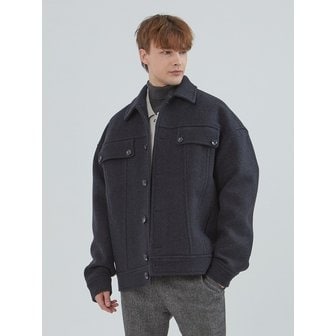 컴스페이스1980 울 블렌드 블루종 코트_차콜