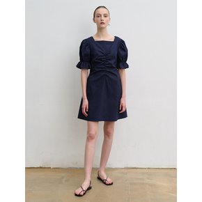 Cotton-seersucker mini dress (navy)